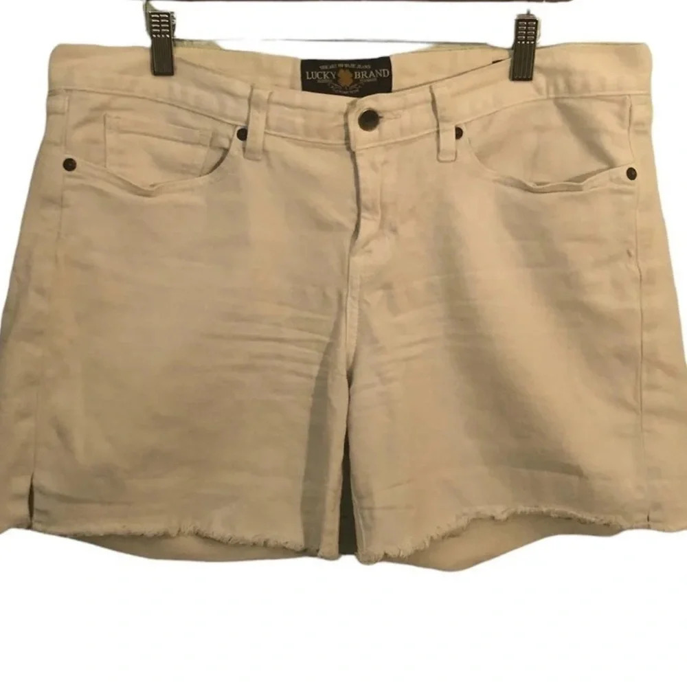 Lucky BRAND Sz 12/31 Cream "Abbey Double Roll Shorts" Women's Jeans Shorts - Picture 6 of 7